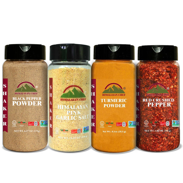 Himalayan Chef (Turmeric Powder, Black Pepper Garlic Salt Powder & Red Crushed Pepper) Wayfair